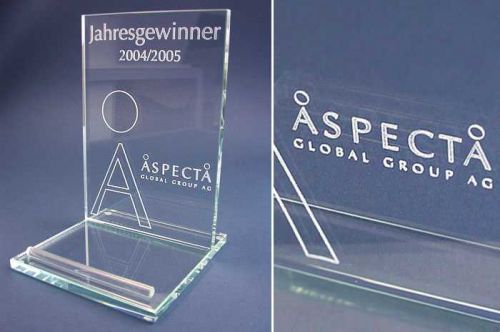 Tischaufsteller Glas Gravur Vorschaubild